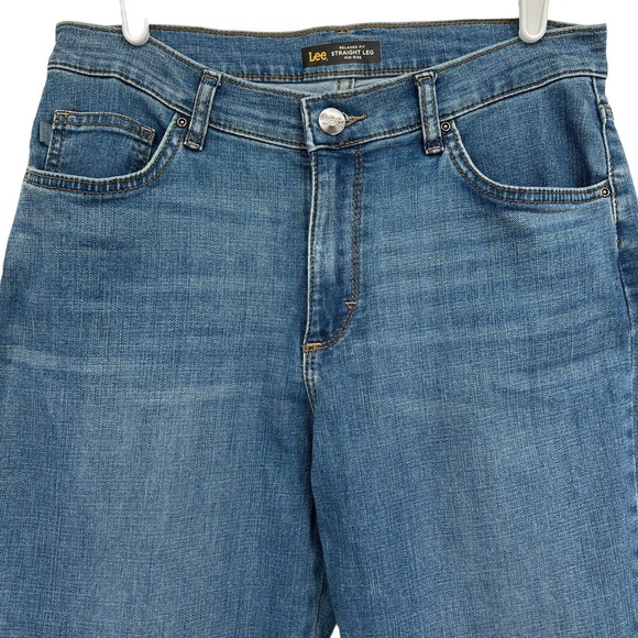 Lee Women's Relaxed Fit Straight Leg Mid Rise Denim Jeans Size 10 Long - Picture 3 of 12